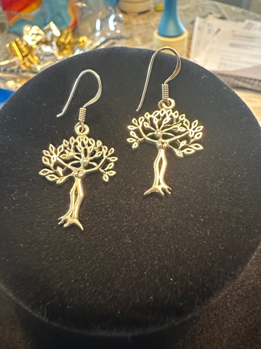 Source Unknown Sterling Silver .925 Tree of Life Dangle Earrings